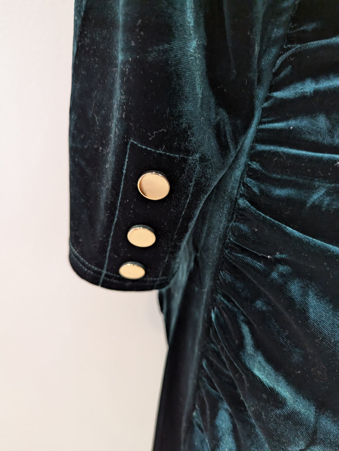 Sosandar Green Velour Dress 18