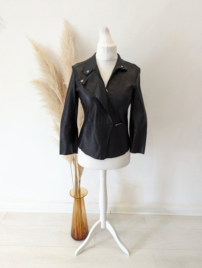 SportMax Black Leather Jacket 10