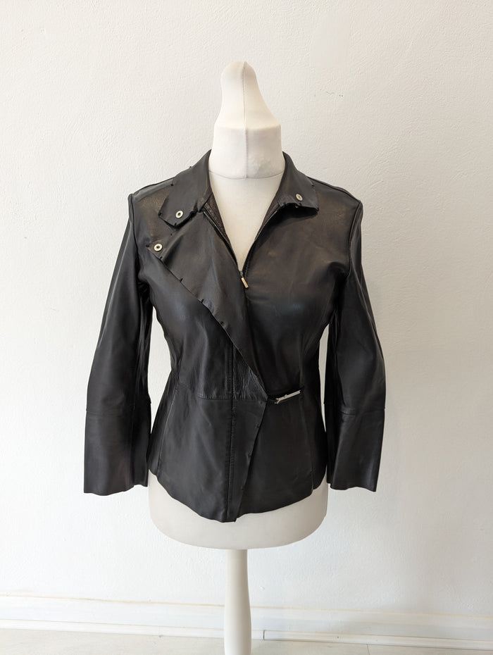 SportMax Black Leather Jacket 10