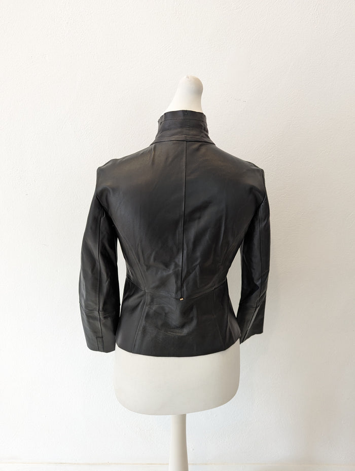 SportMax Black Leather Jacket 10