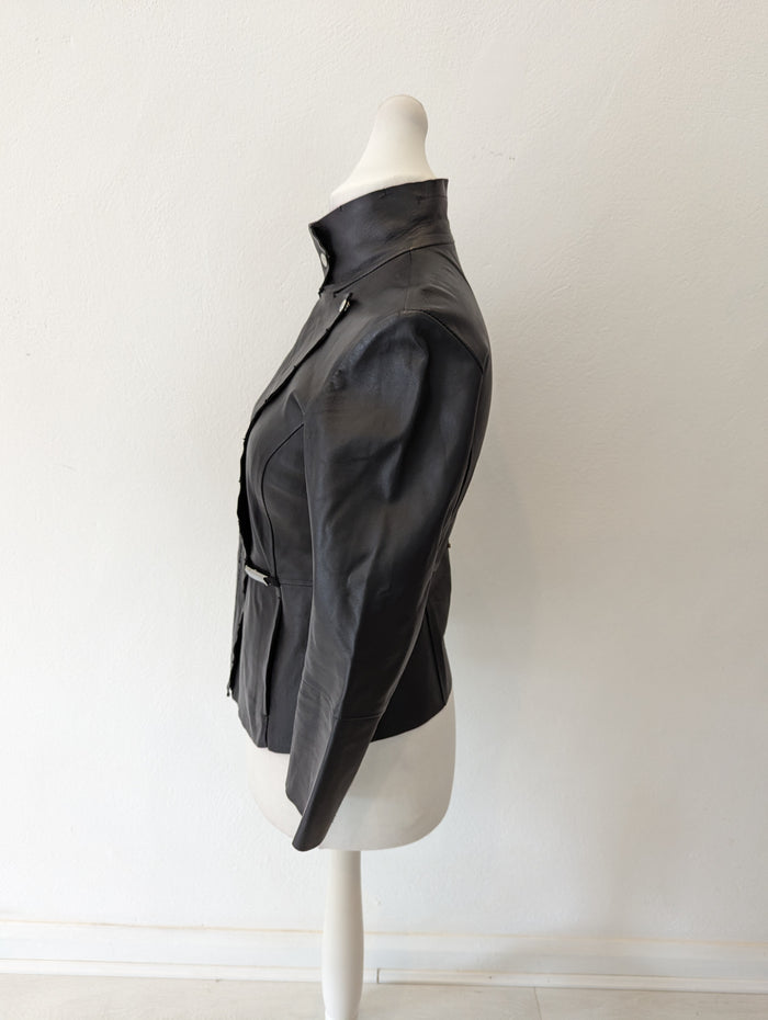 SportMax Black Leather Jacket 10