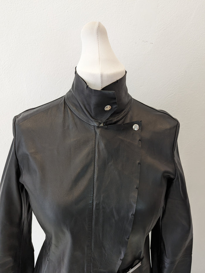 SportMax Black Leather Jacket 10