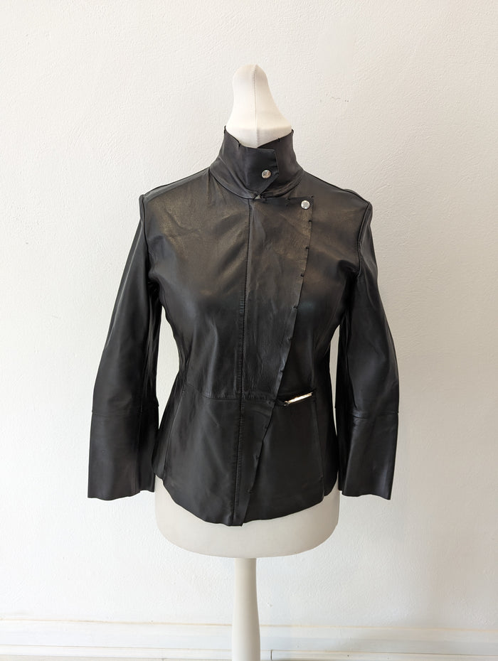 SportMax Black Leather Jacket 10