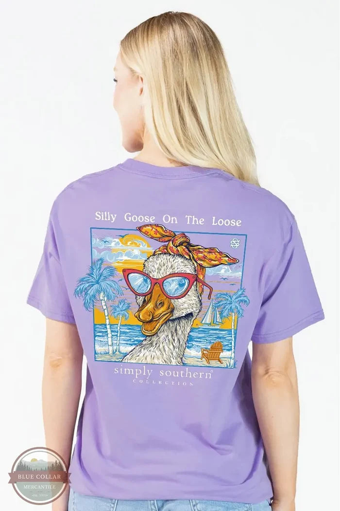Simply Southern SS-GOOSE-GRAPE Silly Goose Short Sleeve Shirt back view