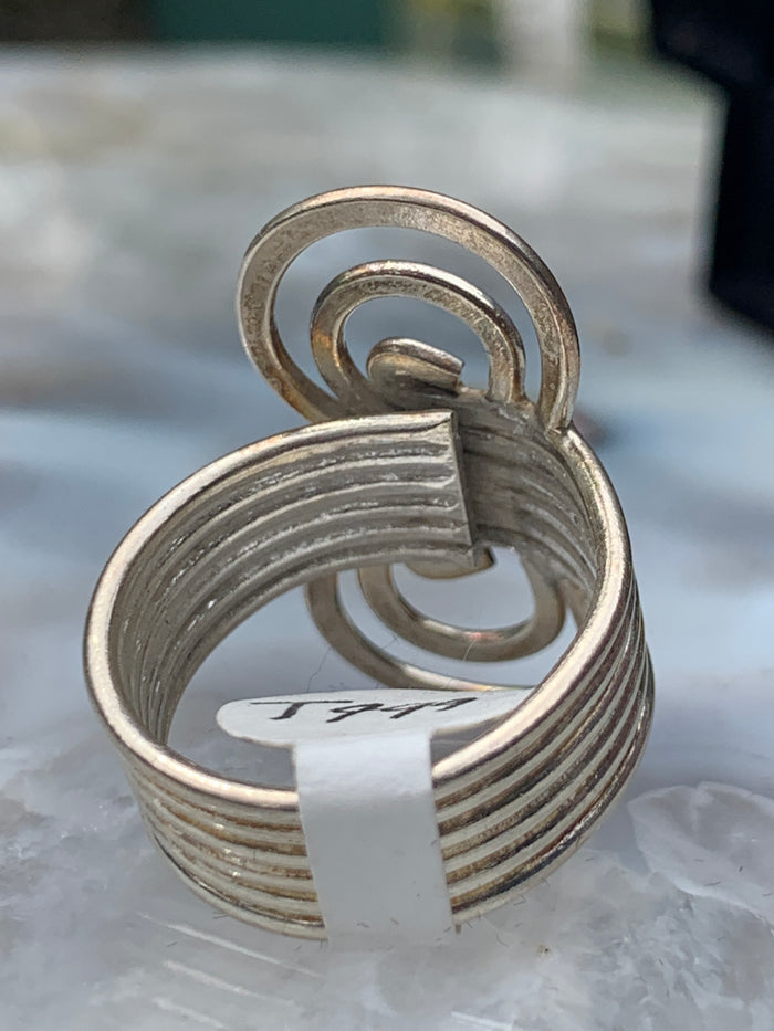 Sterling Ring  with swirl Adjustable 7 8 9