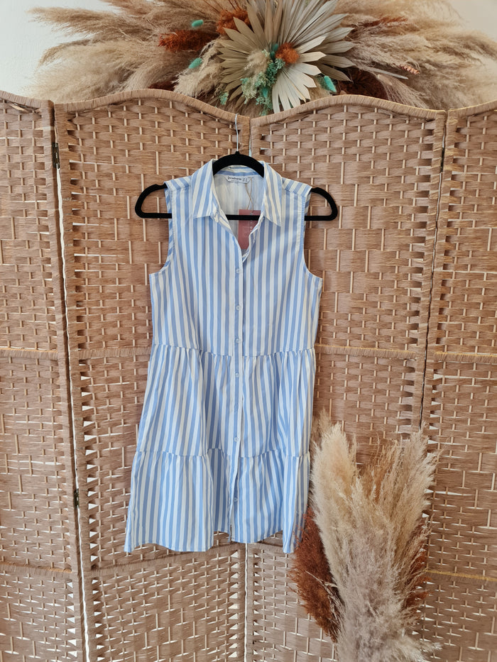 Stradivarius Blue& White stripe dress Size s