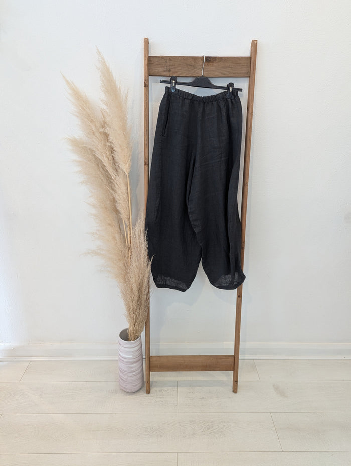 Style Hax Linen Trousers in Charcoal
