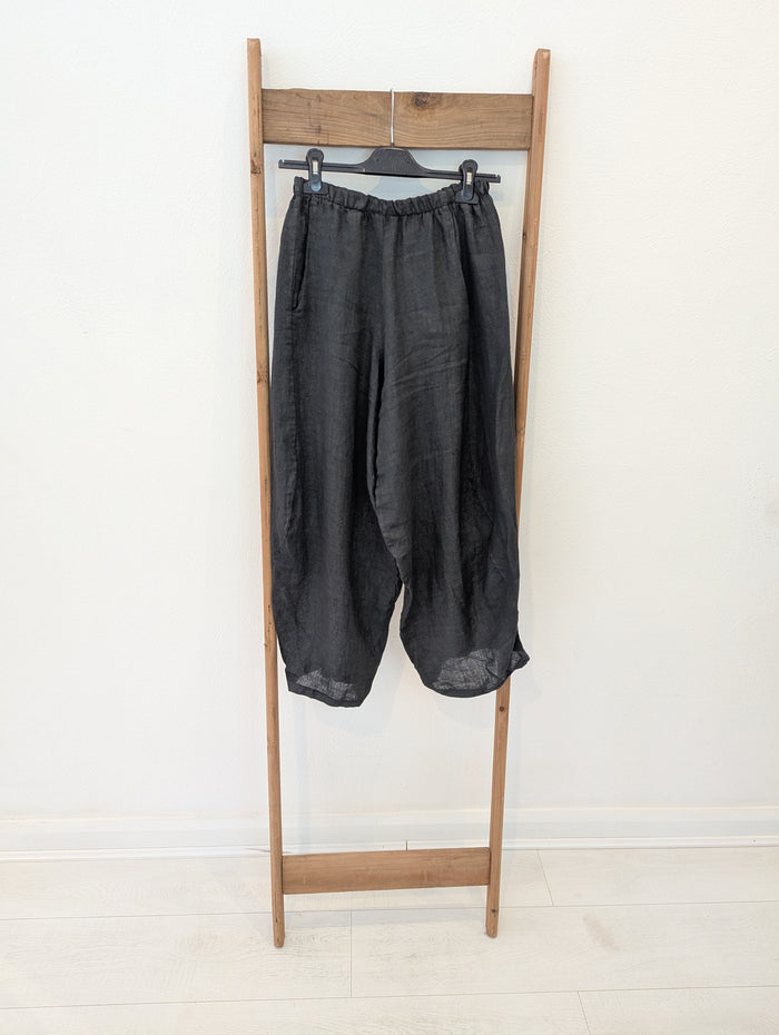 Style Hax Linen Trousers in Charcoal