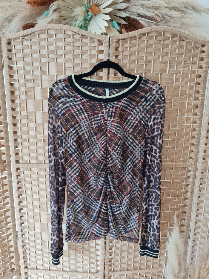 Summum Woman mixed print sheer top S/M