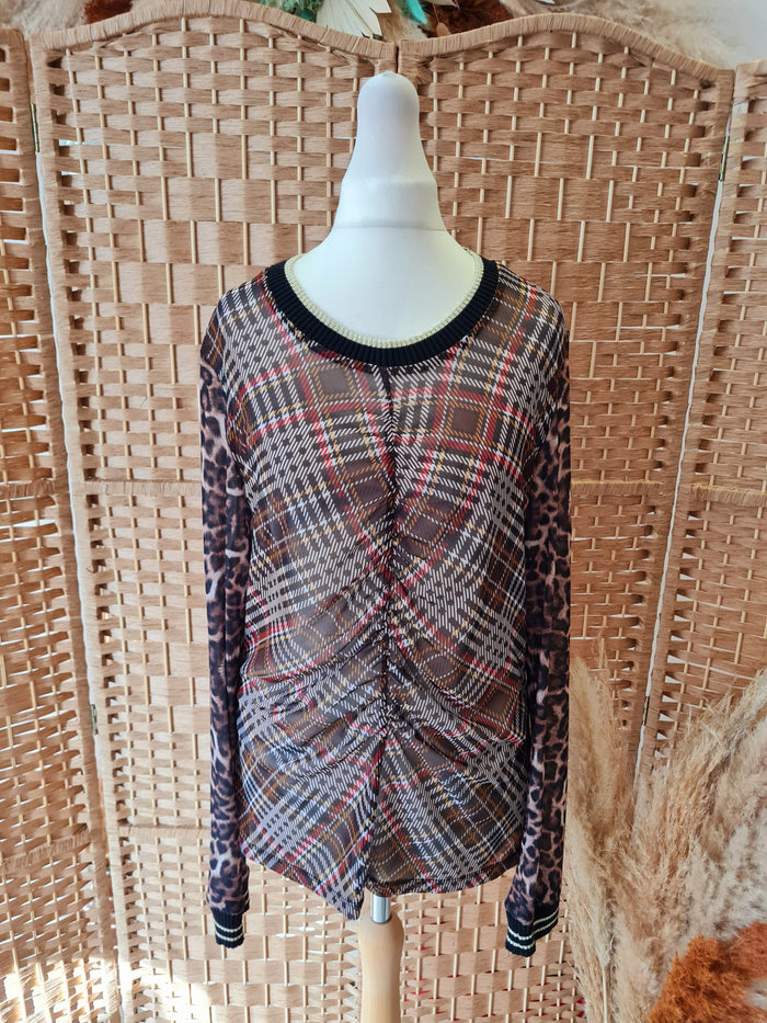 Summum Woman mixed print sheer top S/M