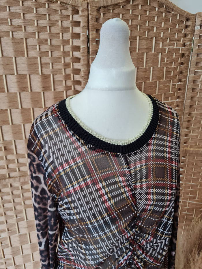 Summum Woman mixed print sheer top S/M