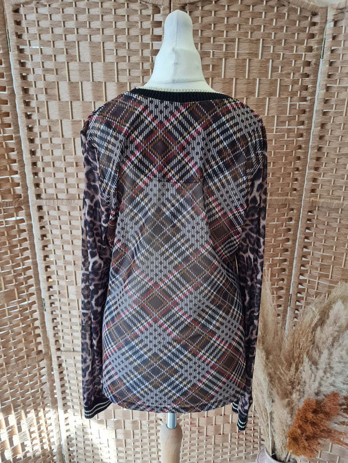 Summum Woman mixed print sheer top S/M