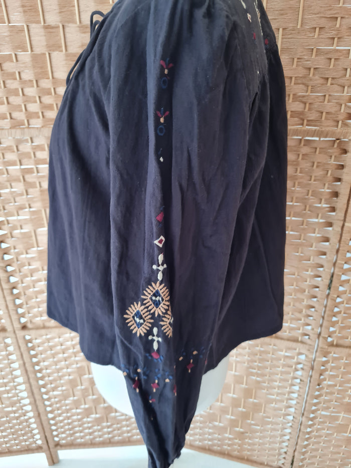 Superdry Black Embroidered Sleeve Top 12