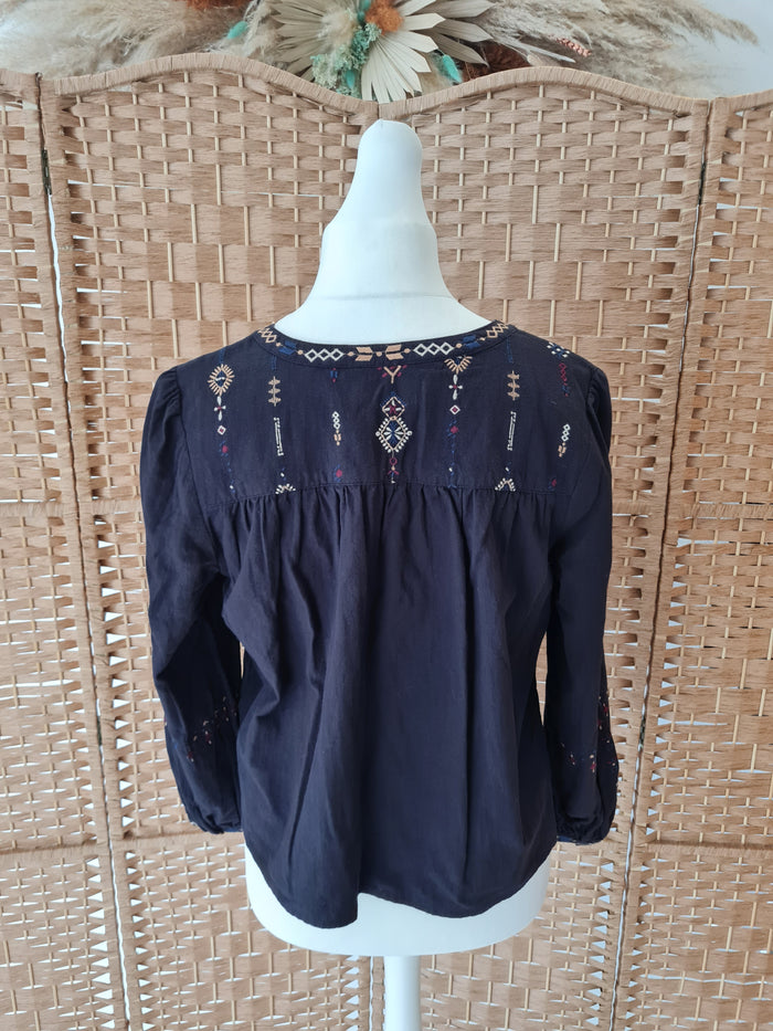 Superdry Black Embroidered Sleeve Top 12