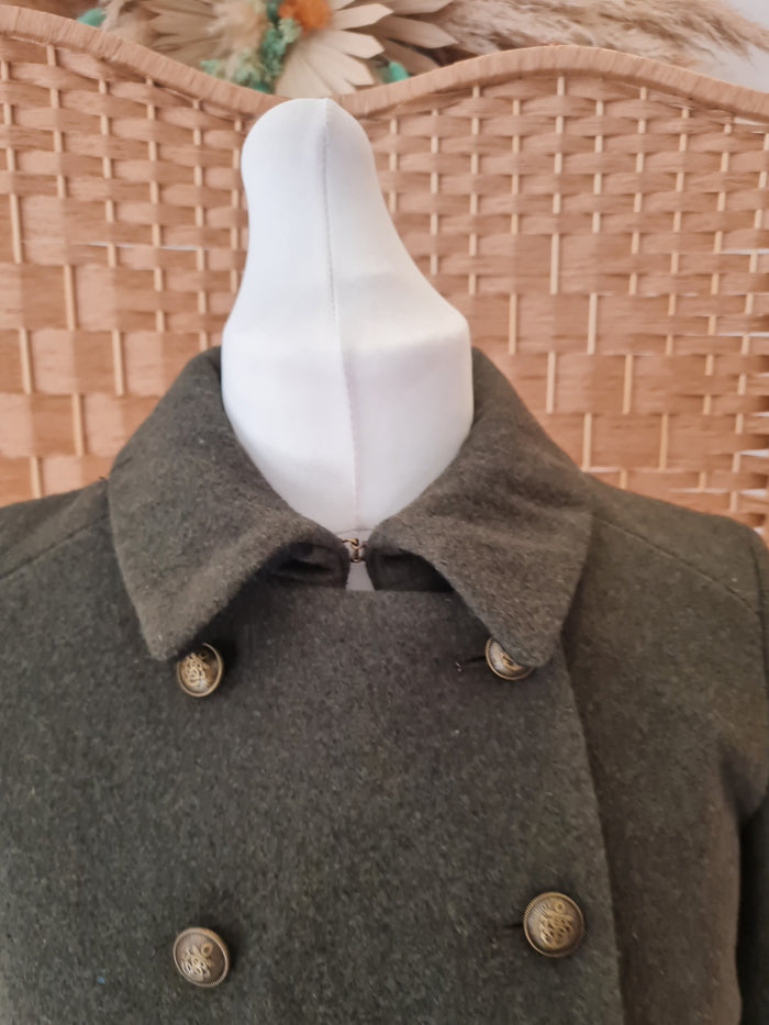 Superdry Khaki Wool coat 12 NWT