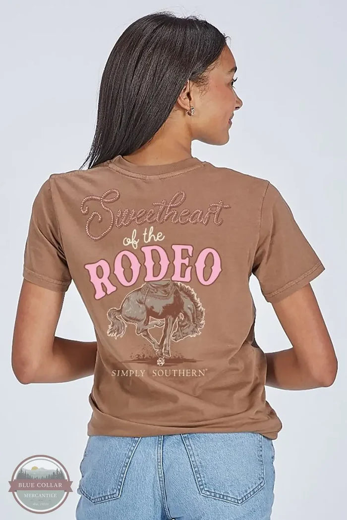 Simply Southern SS-RODEO-WSHUMBR Sweetheart Of The Rodeo Short Sleeve T-Shirt in Brown, model