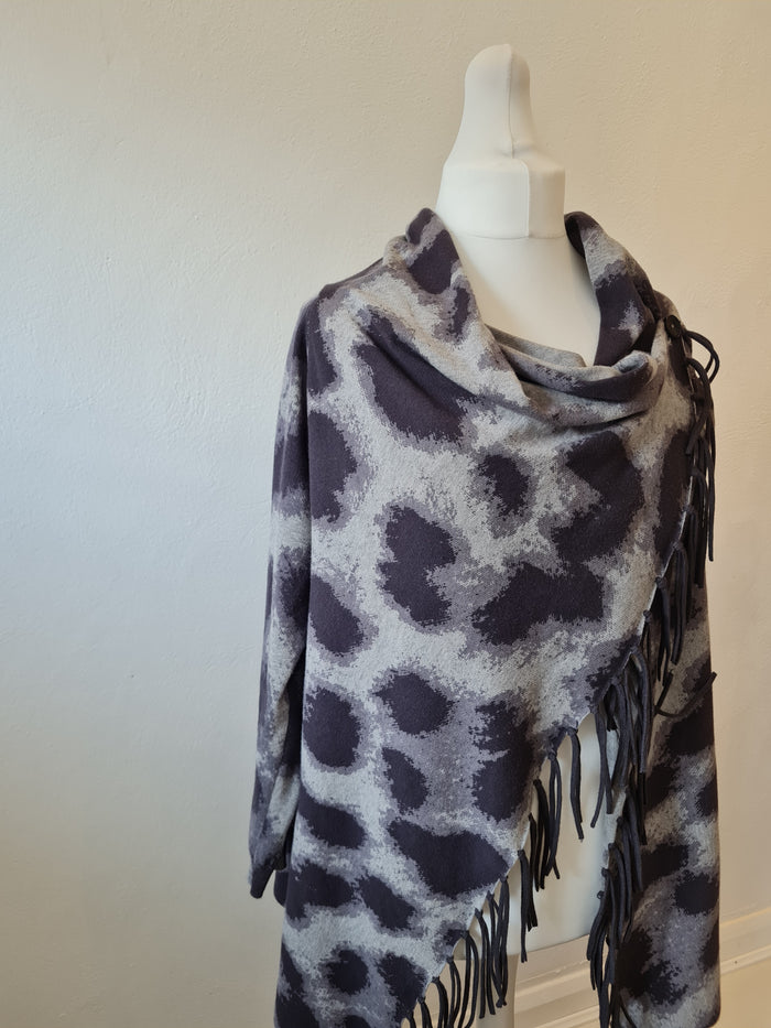 Taifun Black grey fringed Cardigan M/L