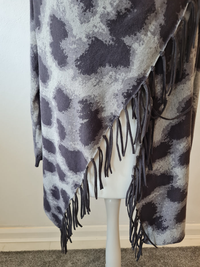 Taifun Black grey fringed Cardigan M/L