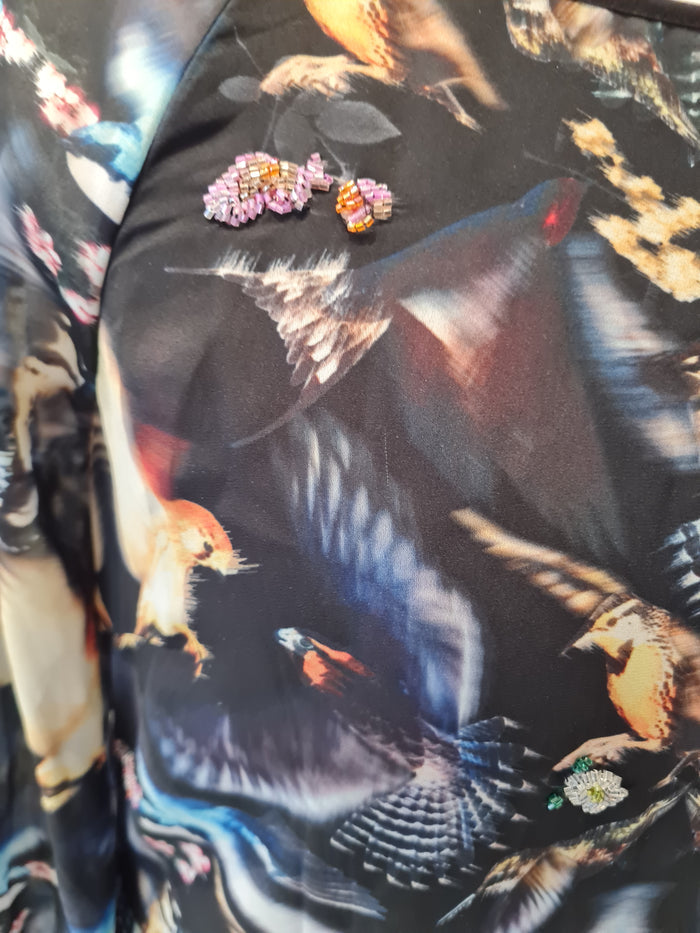 Ted Baker Bird Print Chiffon Mini Dress Size 8