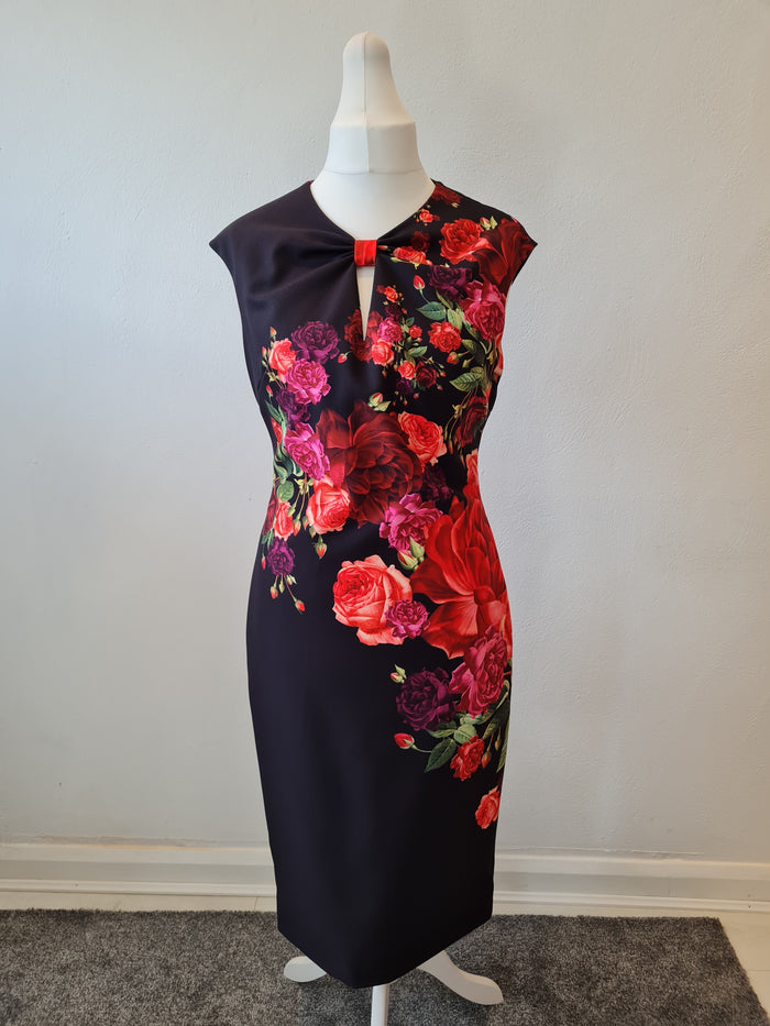 Ted Baker Black/Rose detail dress 12/14