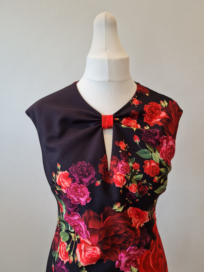 Ted Baker Black/Rose detail dress 12/14