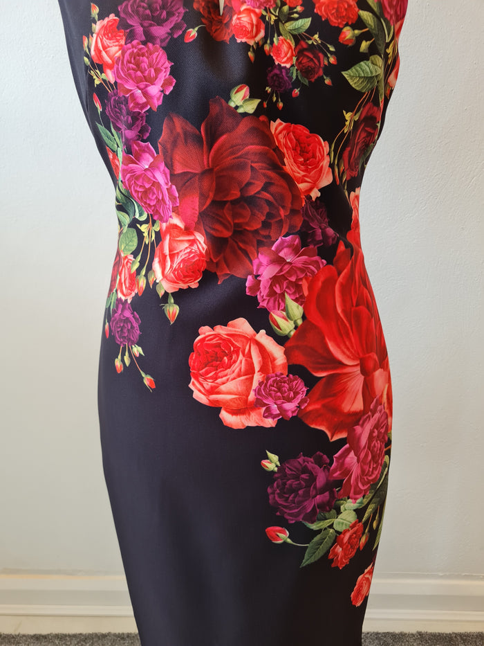 Ted Baker Black/Rose detail dress 12/14