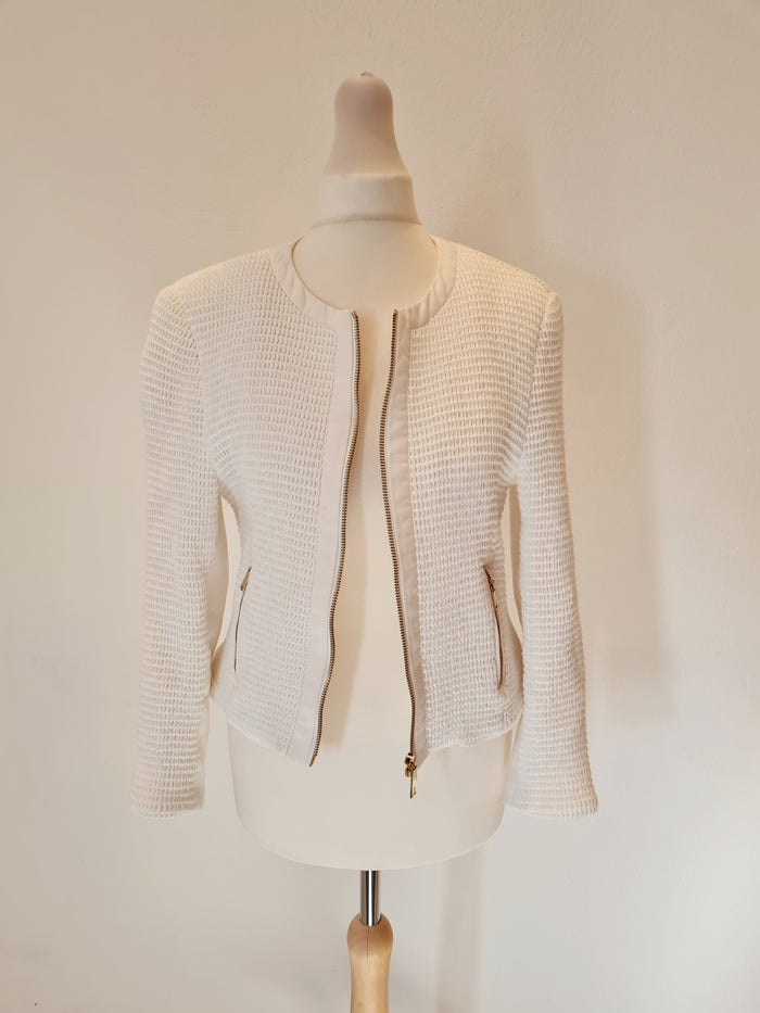 Ted Baker Cream Knit Crop Jacket Size 10