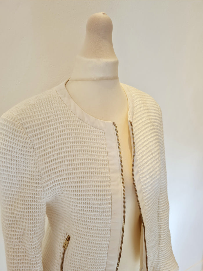 Ted Baker Cream Knit Crop Jacket Size 10