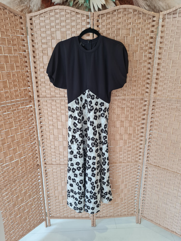 Ted Baker Greige Black Flower Dress 1