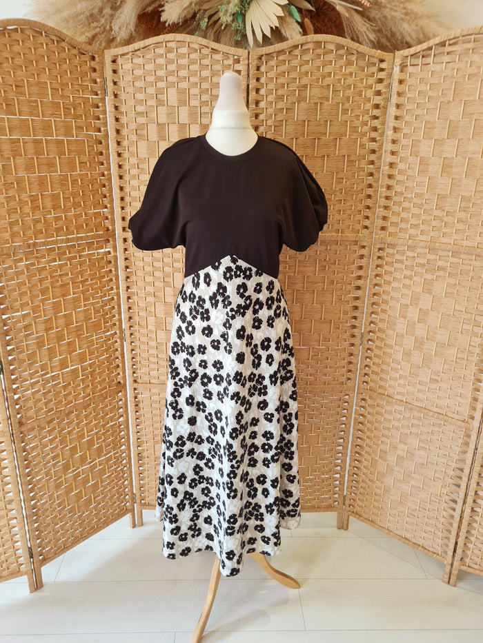 Ted Baker Greige Black Flower Dress 1
