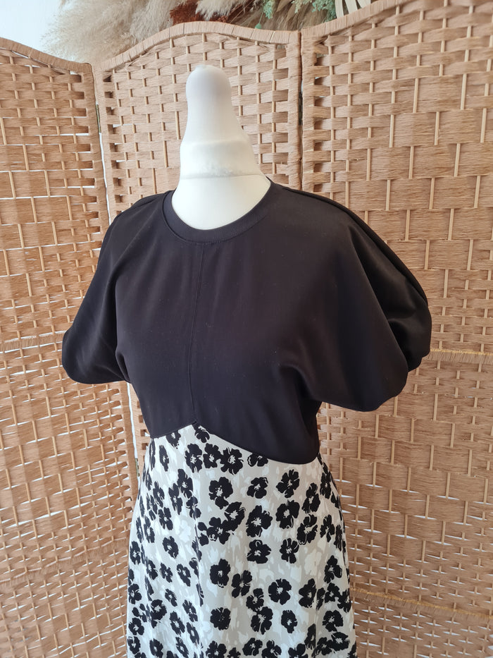 Ted Baker Greige Black Flower Dress 1