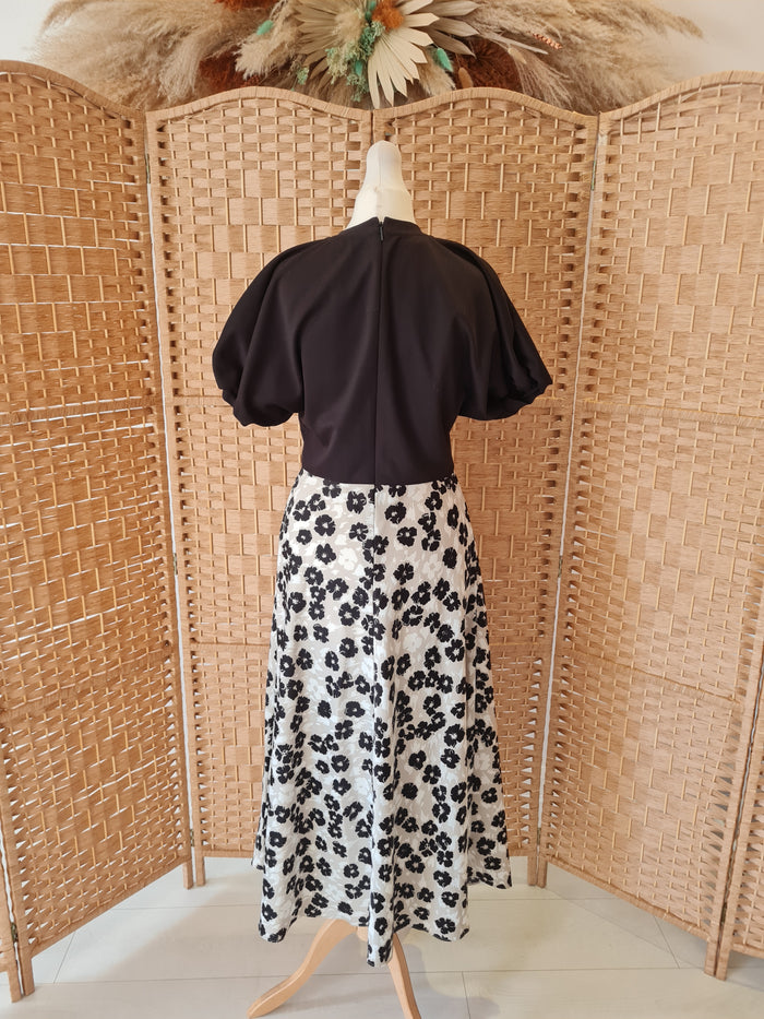 Ted Baker Greige Black Flower Dress 1