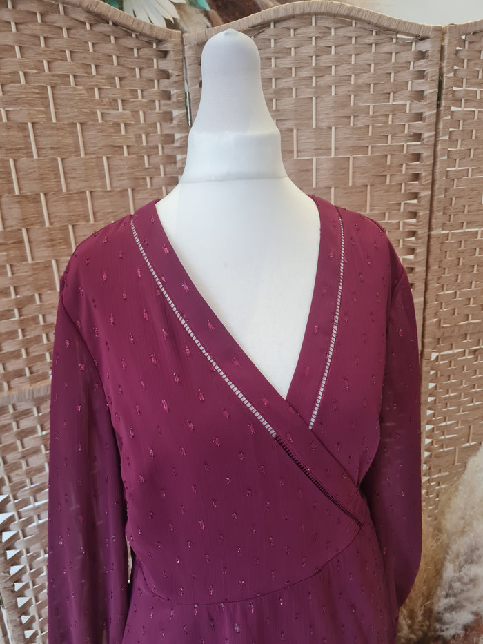 Ted Baker Maroon Wrap Dress Size 14