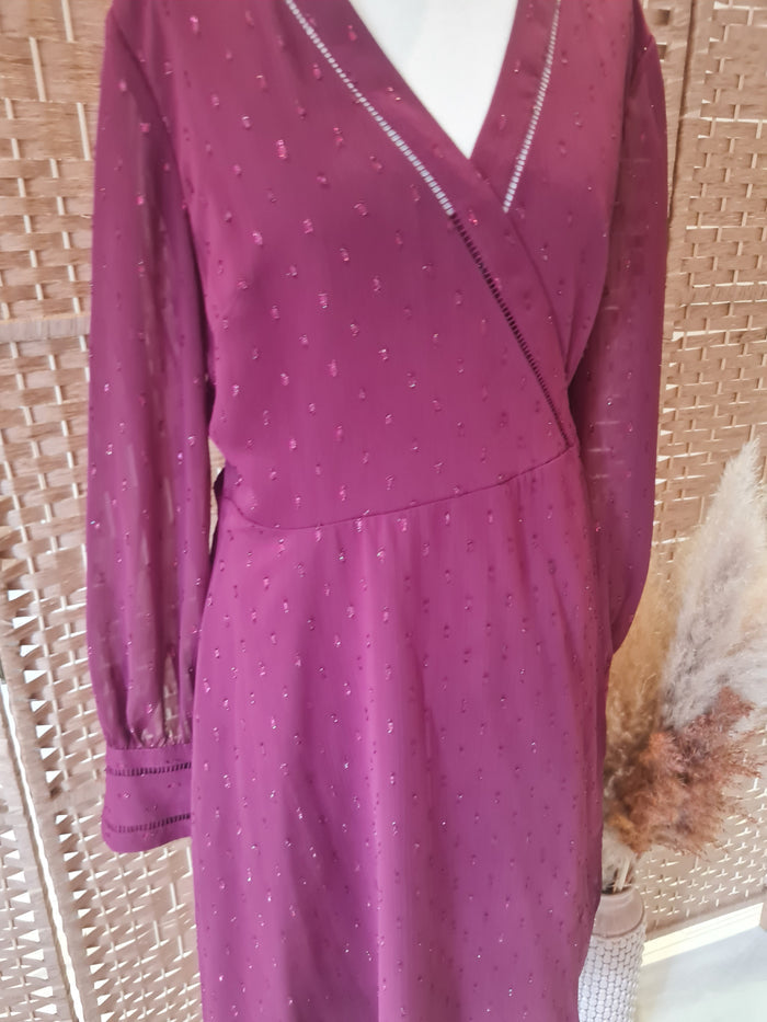 Ted Baker Maroon Wrap Dress Size 14