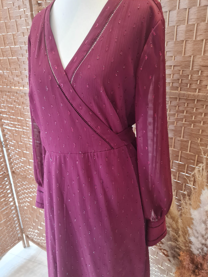 Ted Baker Maroon Wrap Dress Size 14