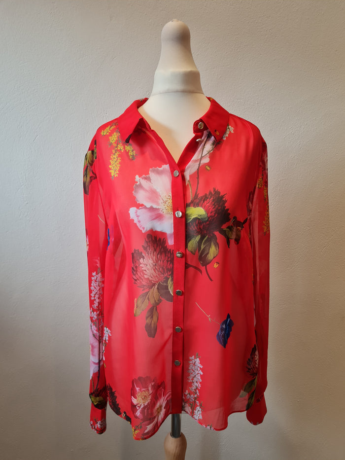 Ted Baker red floral blouse 8/10
