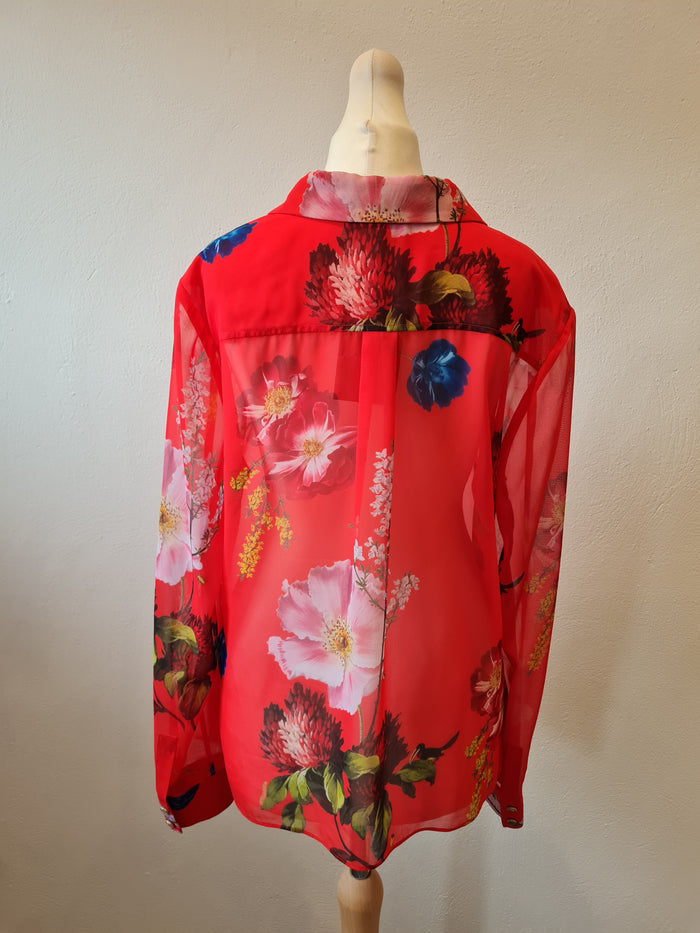 Ted Baker red floral blouse 8/10