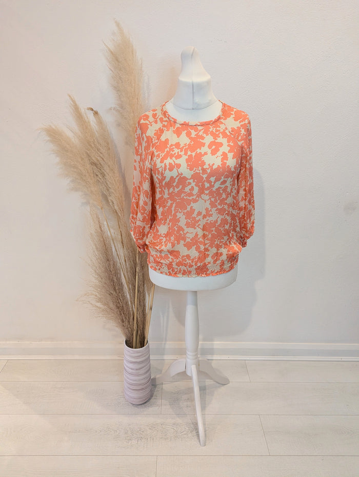 Tegan Orange Floral Silk Blouse 10