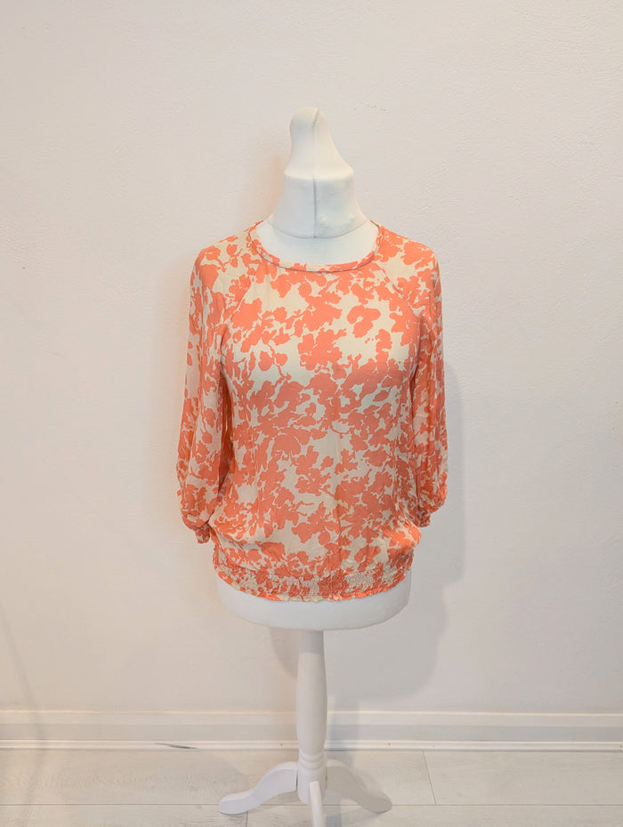 Tegan Orange Floral Silk Blouse 10