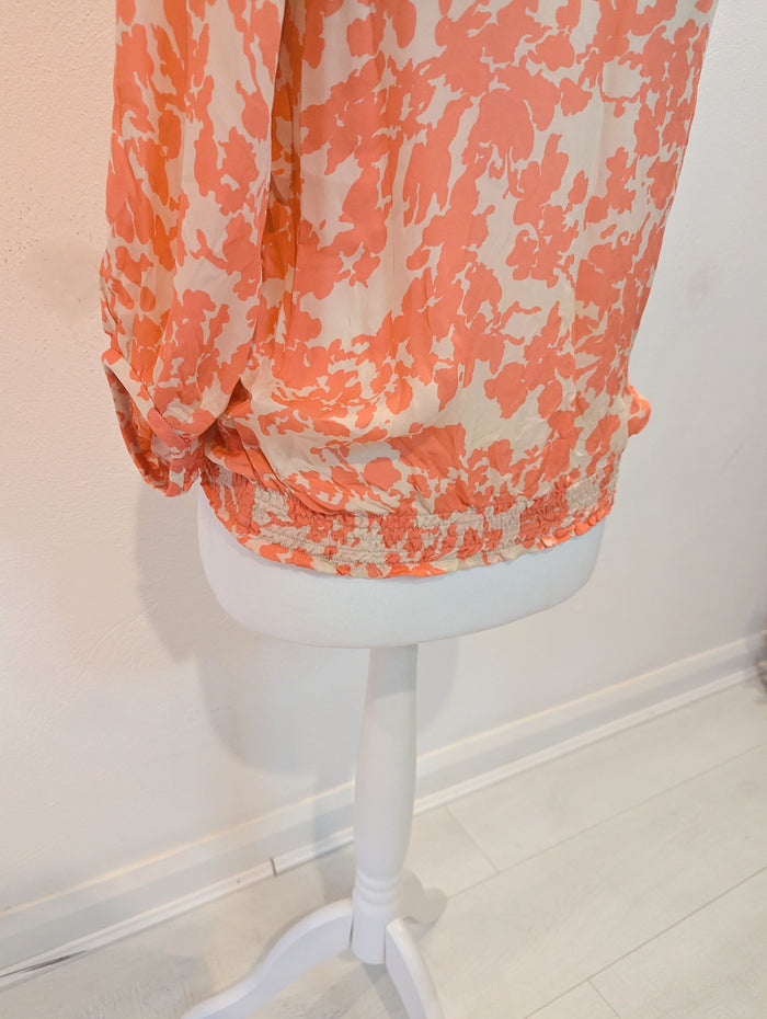 Tegan Orange Floral Silk Blouse 10