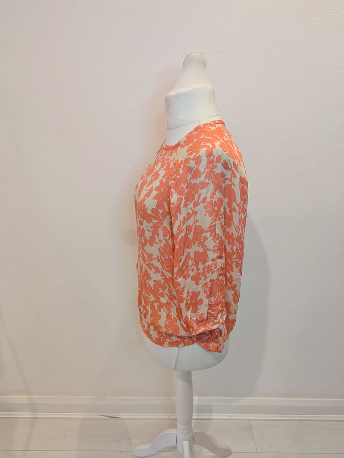 Tegan Orange Floral Silk Blouse 10
