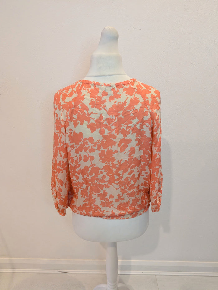 Tegan Orange Floral Silk Blouse 10