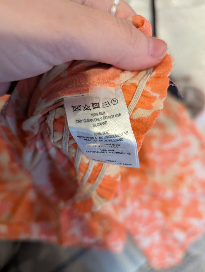 Tegan Orange Floral Silk Blouse 10