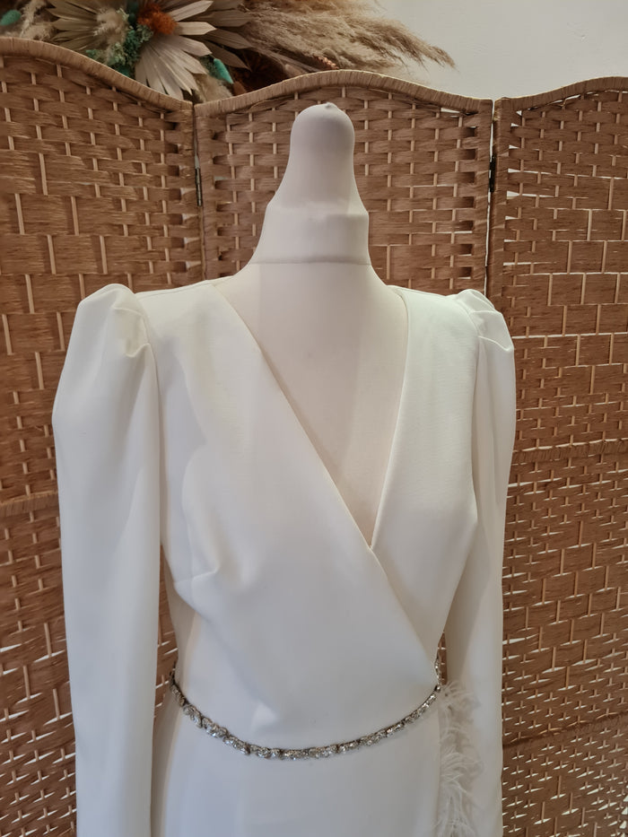 The 8th Sign White Feather trim Dress 10