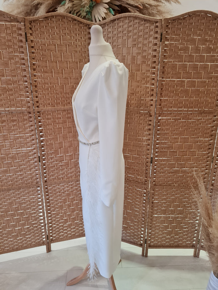 The 8th Sign White Feather trim Dress 10