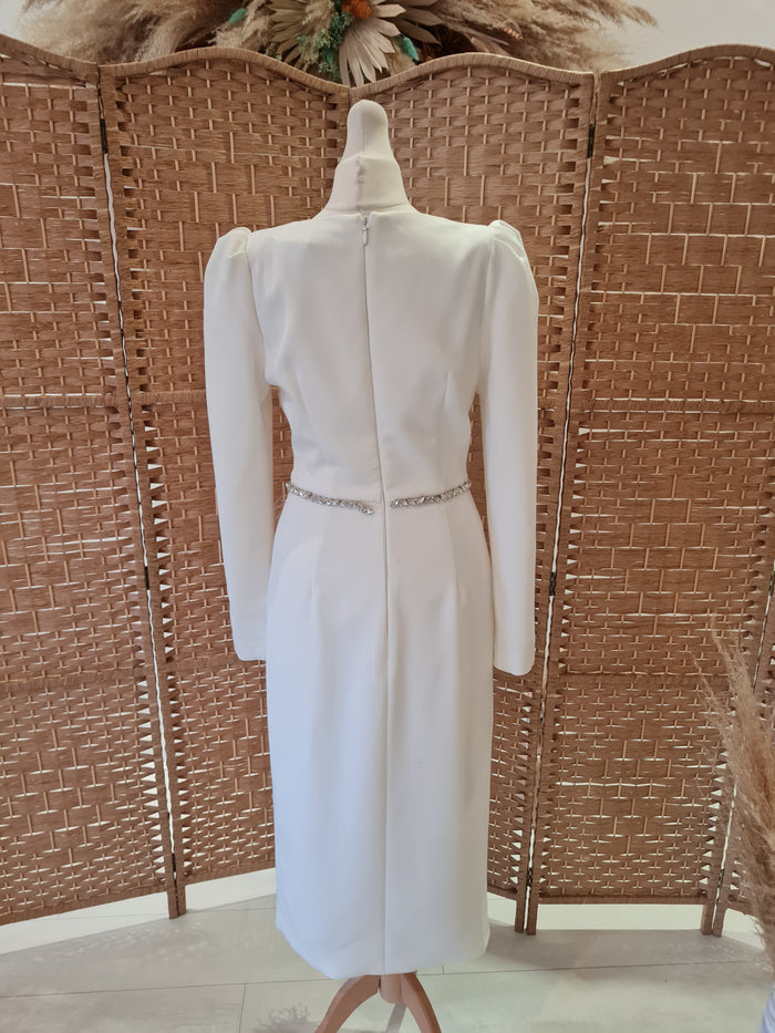 The 8th Sign White Feather trim Dress 10