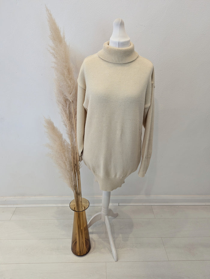 The Nautical Range Cream Wool Polo Neck Jumper L