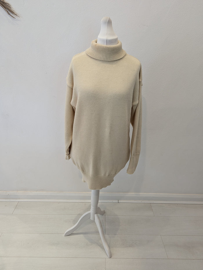 The Nautical Range Cream Wool Polo Neck Jumper L