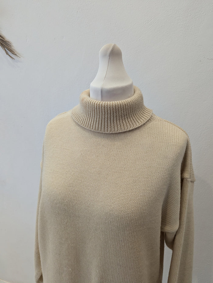 The Nautical Range Cream Wool Polo Neck Jumper L