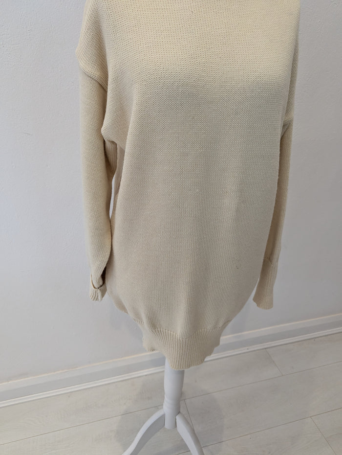The Nautical Range Cream Wool Polo Neck Jumper L